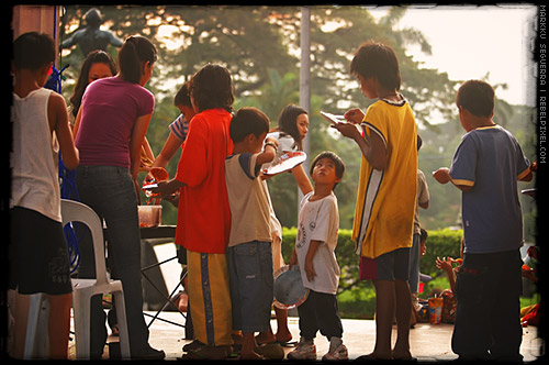 Street children queuing for our treats.