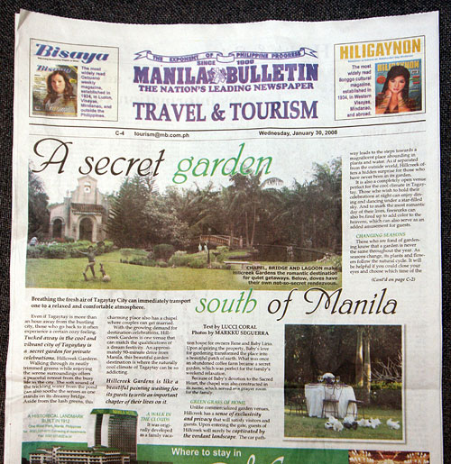 Hillcreek Gardens article in the Manila Bulletin.