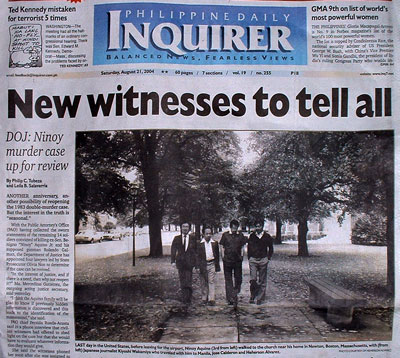 Ninoy and friends on the way to church, the day he left for the Philippines. (Photo courtesy of Heherson Alvarez)